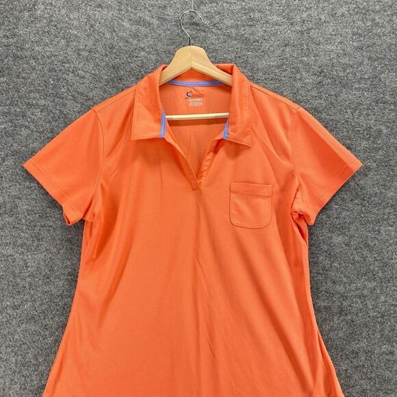 World Wide Sportsman Activewear Polo Shirt Women XL Orange Collared Short Sleeve - Picture 3 of 9